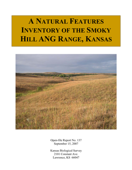 Anatural Features Inventory of the Smoky Hill Ang Range, Kansas