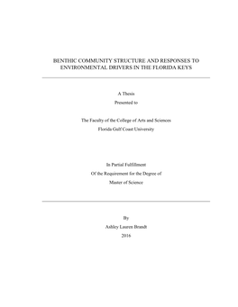 Benthic Community Structure and Responses to Environmental Drivers in the Florida Keys