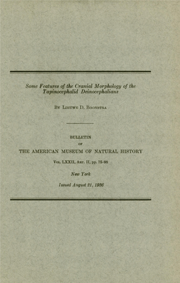 Tapitioephalid Deinocephalians Issued August 21 1936