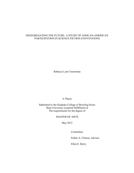 A Study of African-American Participation in Science Fiction Conventions