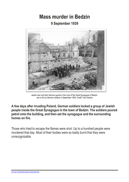 Mass Murder in Bedzin 9 September 1939
