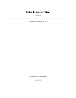 Union League Archives Archives