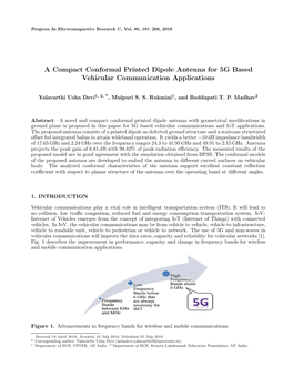 A Compact Conformal Printed Dipole Antenna for 5G Based Vehicular Communication Applications