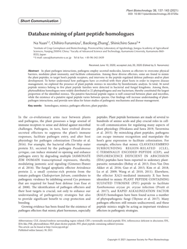 Database Mining of Plant Peptide Homologues