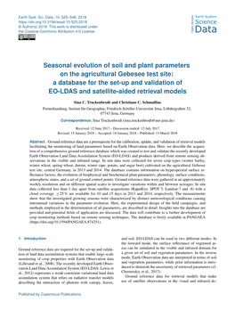 Seasonal Evolution of Soil and Plant Parameters on the Agricultural Gebesee Test Site