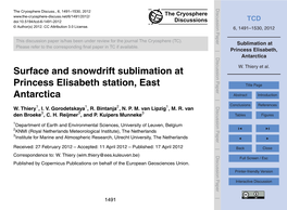 Sublimation at Princess Elisabeth, Antarctica 4 Conclusions W