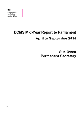 DCMS Mid-Year Report to Parliament April to September 2014