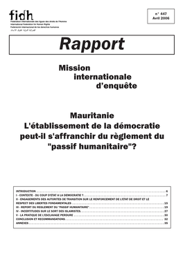 Mauritanie L'établissement De La Démocratie Peut-Il S'affranchir Du Règlement Du 