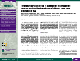 Tectonostratigraphic Record of Late Miocene–Early Pliocene Transtensional Faulting in the Eastern California Shear Zone, South