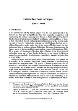 Roman Reactions to Empire John A