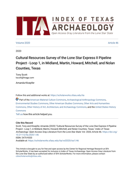 Cultural Resources Survey of the Lone Star Express II Pipeline Project - Loop 1, in Midland, Martin, Howard, Mitchell, and Nolan Counties, Texas