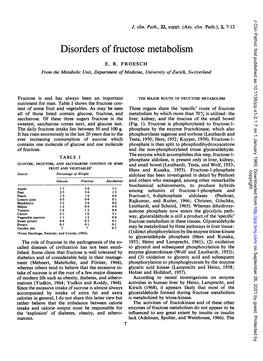 Disorders of Fructose Metabolism