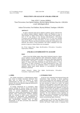 Pollutıon and Algae of Ankara Stream