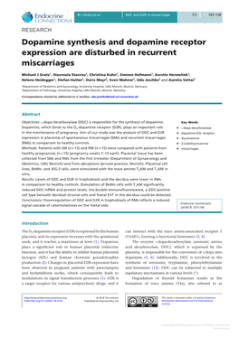 Dopamine Synthesis and Dopamine Receptor Expression Are Disturbed in Recurrent Miscarriages