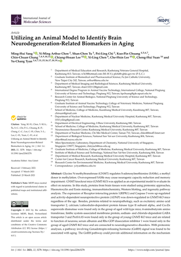 Utilizing an Animal Model to Identify Brain Neurodegeneration-Related Biomarkers in Aging