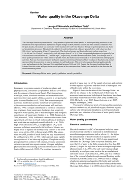 Water Quality in the Okavango Delta