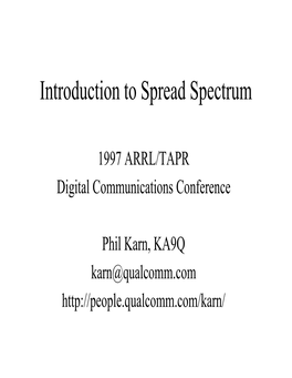 Introduction to Spread Spectrum