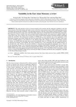 Variability in the East Asian Monsoon: a Review