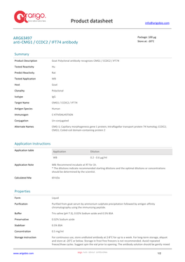 Anti-CMG1 / CCDC2 / IFT74 Antibody (ARG63497)