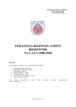 Strategia Rozwoju Gminy Bierzwnik Na Lata 2008-2020