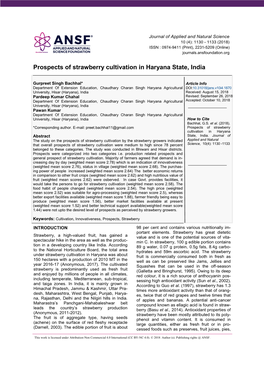 Prospects of Strawberry Cultivation in Haryana State, India