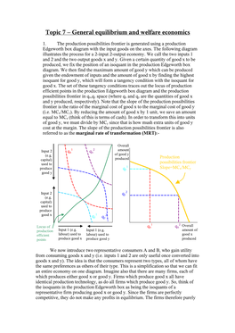 Topic 7 – General Equilibrium and Welfare Economics