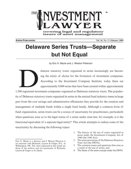 Delaware Series Trusts—Separate but Not Equal