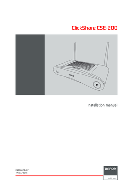 Barco Clickshare CSE-200 Installation Manual