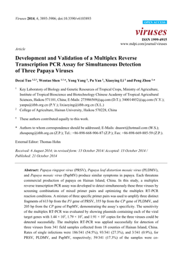 Viruses 2014, 6, 3893-3906; Doi:10.3390/V6103893 OPEN ACCESS