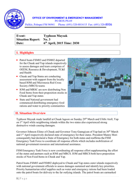 Typhoon Maysak Situation Report: No