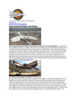 International Flight Test News