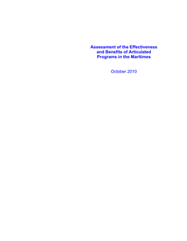 Assessment of the Effectiveness and Benefits of Articulated Programs in the Maritimes