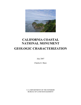 California Coastal National Monument Geologic Characterization