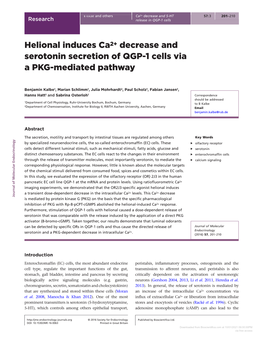 Helional Induces Ca2+ Decrease and Serotonin Secretion of QGP-1 Cells