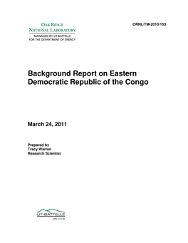 Background Report on Eastern Democratic Republic of the Congo