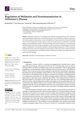 Regulation of Melatonin and Neurotransmission in Alzheimer's