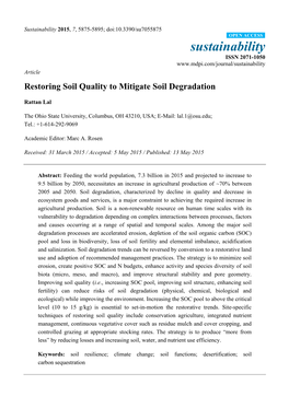 Restoring Soil Quality to Mitigate Soil Degradation