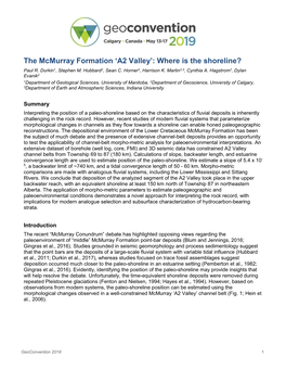 The Mcmurray Formation 'A2 Valley': Where Is the Shoreline?