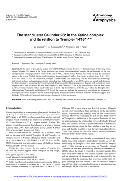 The Star Cluster Collinder 232 in the Carina Complex and Its Relation to Trumpler 14/16�,