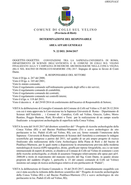 COMUNE DI COLLI SUL VELINO (Provincia Di Rieti)
