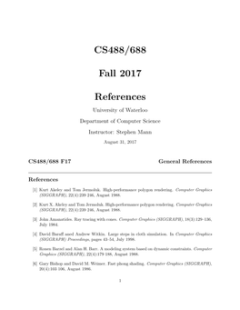 CS488/688 Fall 2017 References