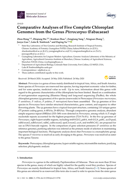 Comparative Analyses of Five Complete Chloroplast Genomes from the Genus Pterocarpus (Fabacaeae)