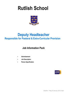 Deputy Headteacher Responsible for Pastoral & Extra-Curricular Provision