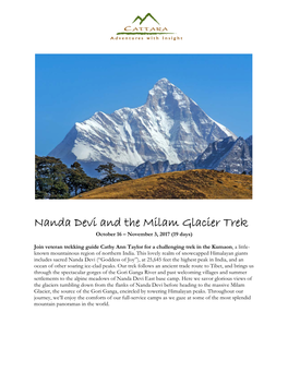 Nanda Devi and the Milam Glacier Trek October 16 – November 3, 2017 (19 Days)