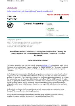 Report of the Special Committee to Investigate Israeli Practices Affecting the Human Rights of the Palestinian People and Other Arabs of the Occupied Territories