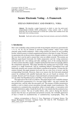 Secure Electronic Voting—A Framework