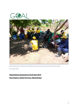 Rapid Needs Assessment 24-25 April 2019 Buzi District, Sofala Province, Mozambique