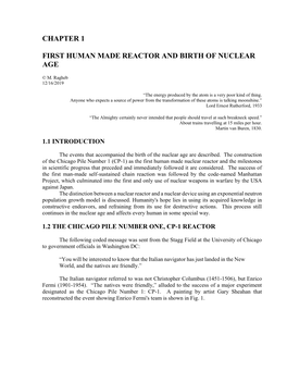 First Human Made Reactor and Birth of Nuclear Age