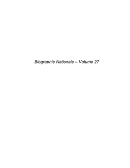 Biographie Nationale – Volume 27