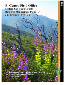 Eastern San Diego County Resource Management Plan (RMP) and Record of Decision (ROD)